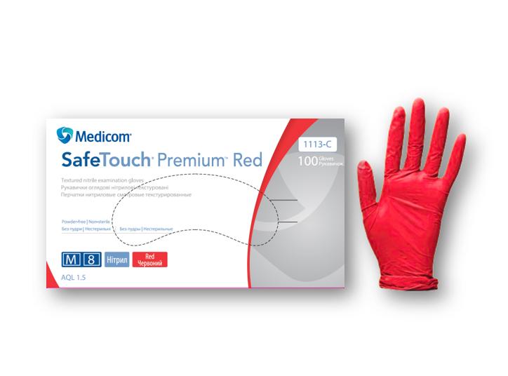 Рукавички оглядовi нiтриловi текстуровані без пудри нестерильні SafeTouch® Premium™ Red (розмір XS) (500 пар/ящ.)